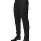 Dolce & Gabbana Black Cotton Mid Waist Dress Trouser Pants