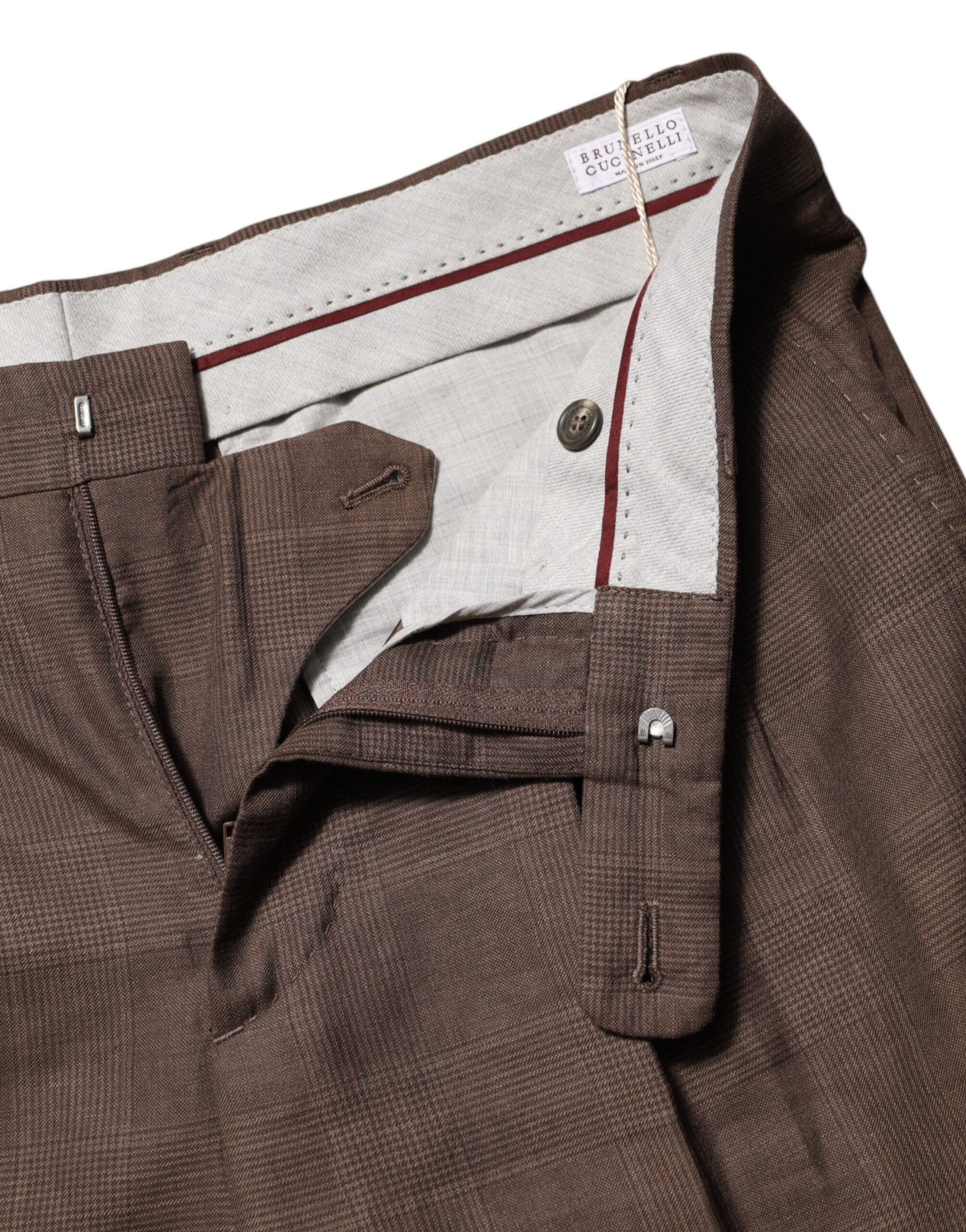 Brunello Cucinelli Brown Wool Mid Waist Dress Trouser Pants