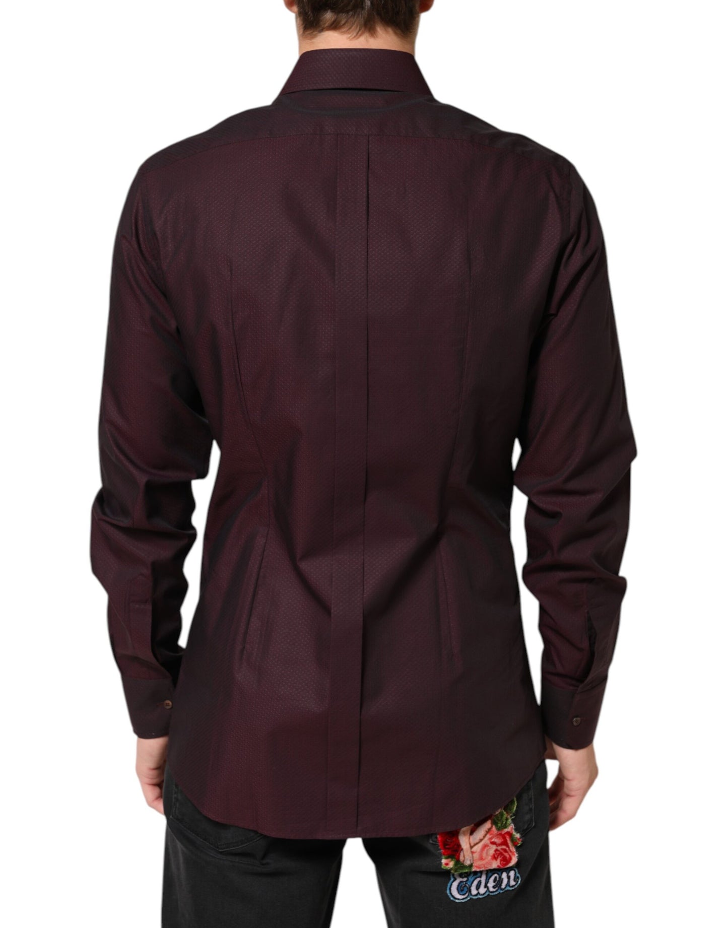 Dolce & Gabbana Violet GOLD Cotton Collared Dress Formal Shirt
