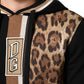 Dolce & Gabbana Black Leopard Logo Hooded Sweatshirt Sweater