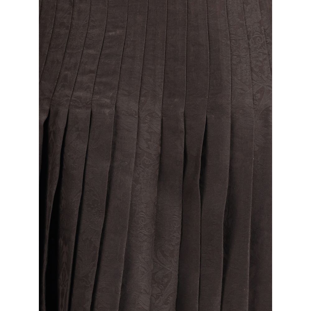 Burberry Brown Silk Midi Skirt