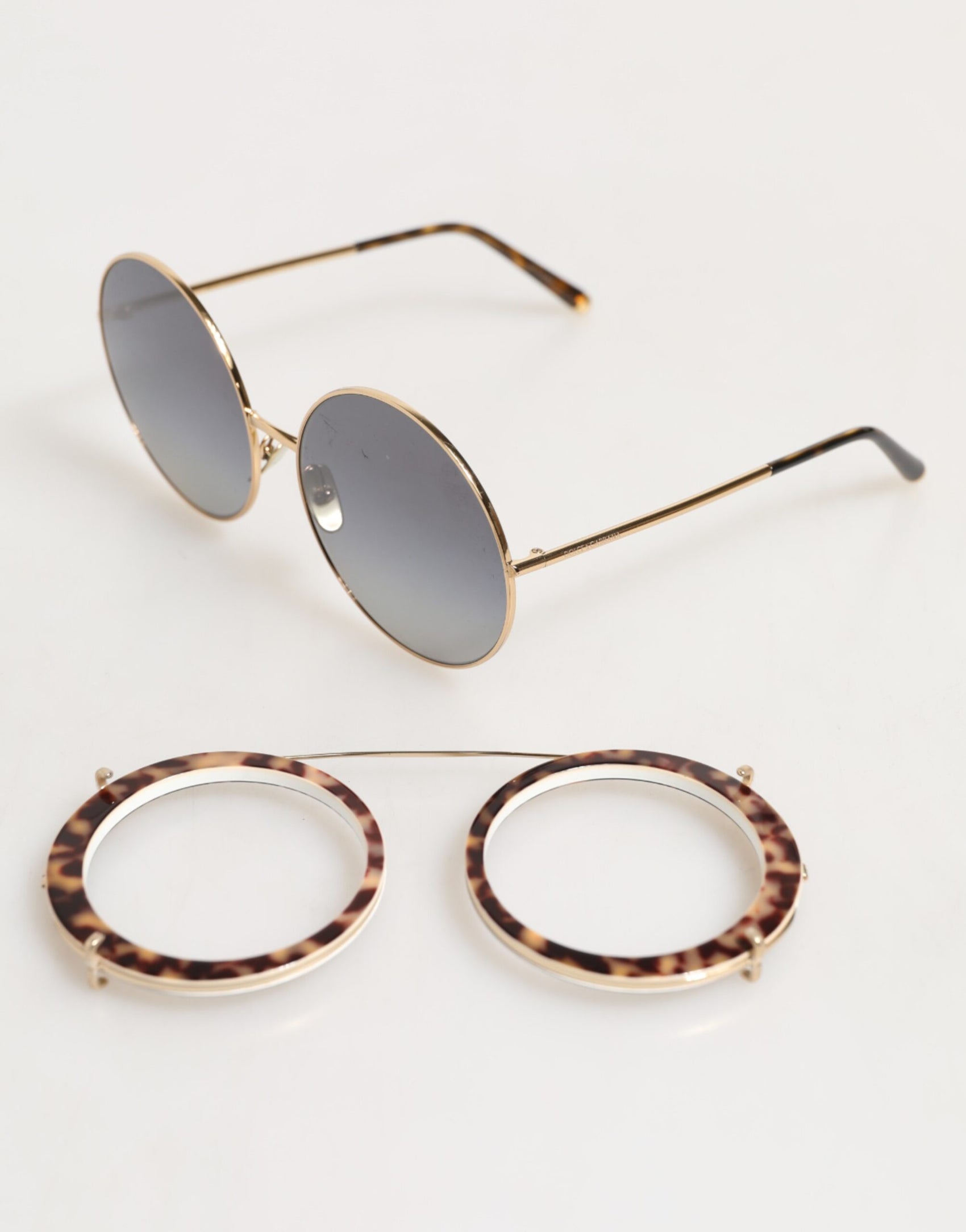 Dolce & Gabbana DG2198 Brown Leopard Print Gradient Round Sunglasses