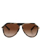 Dolce & Gabbana Brown Full Rim Acetate Pilot Eyewear Sunglasses