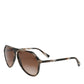 Dolce & Gabbana Brown Full Rim Acetate Pilot Eyewear Sunglasses