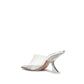 Amina Muaddi Silver Calf Leather Bos Taurus Stiletto Heel Sandals