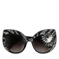 Dolce & Gabbana Black Silver Sequin Butterfly Polarized Sunglasses