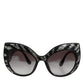 Dolce & Gabbana Black Silver Sequin Butterfly Polarized Sunglasses