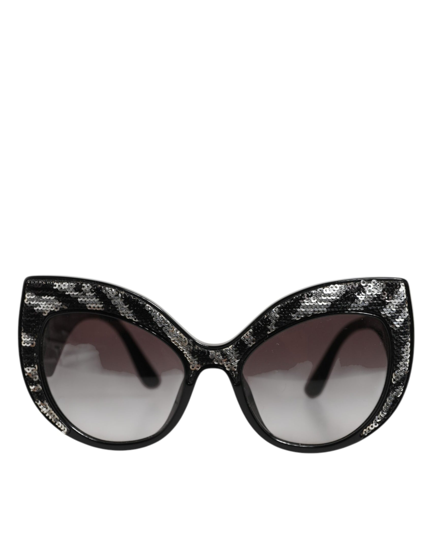 Dolce & Gabbana Black Silver Sequin Butterfly Polarized Sunglasses