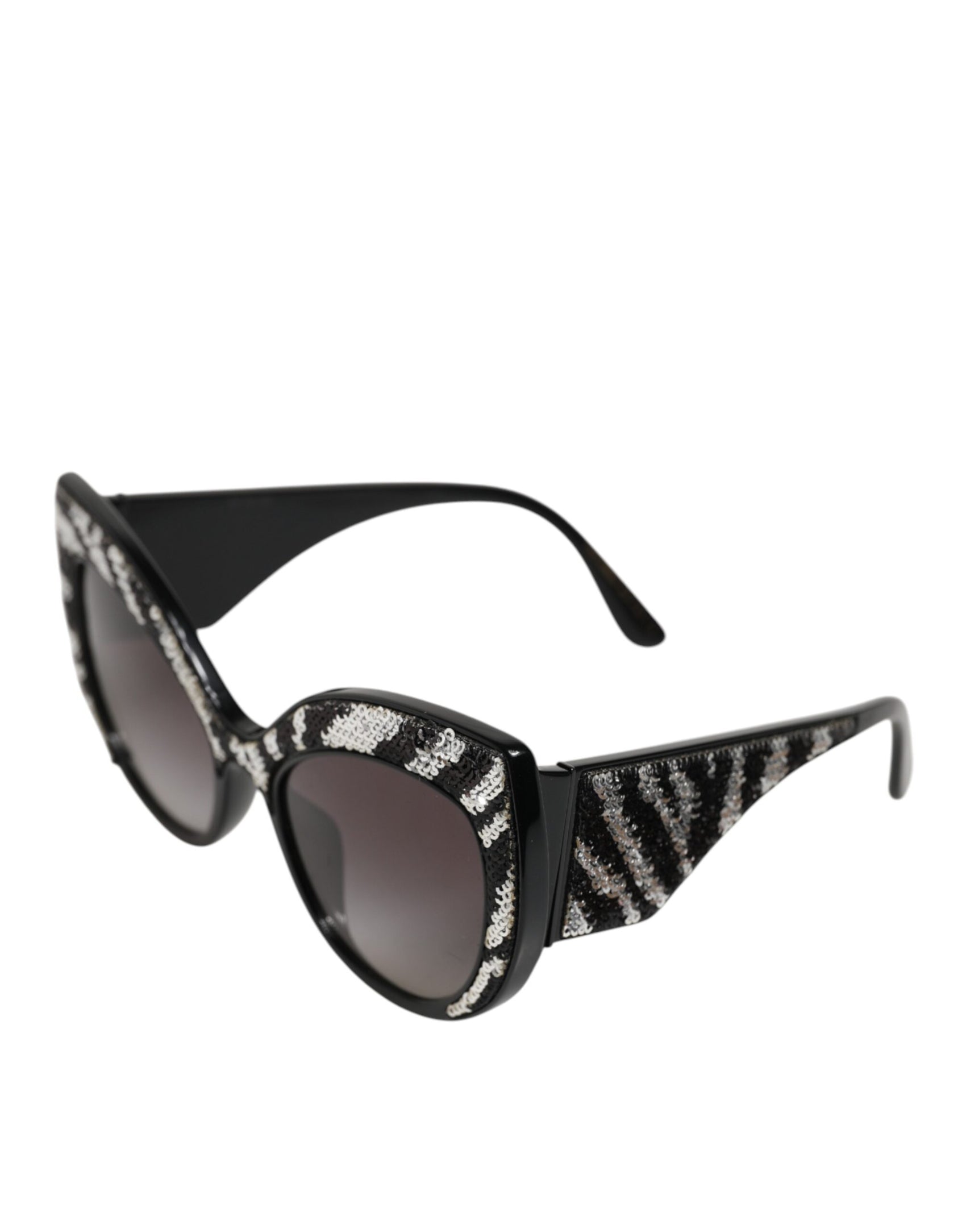 Dolce & Gabbana Black Silver Sequin Butterfly Polarized Sunglasses