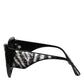 Dolce & Gabbana Black Silver Sequin Butterfly Polarized Sunglasses