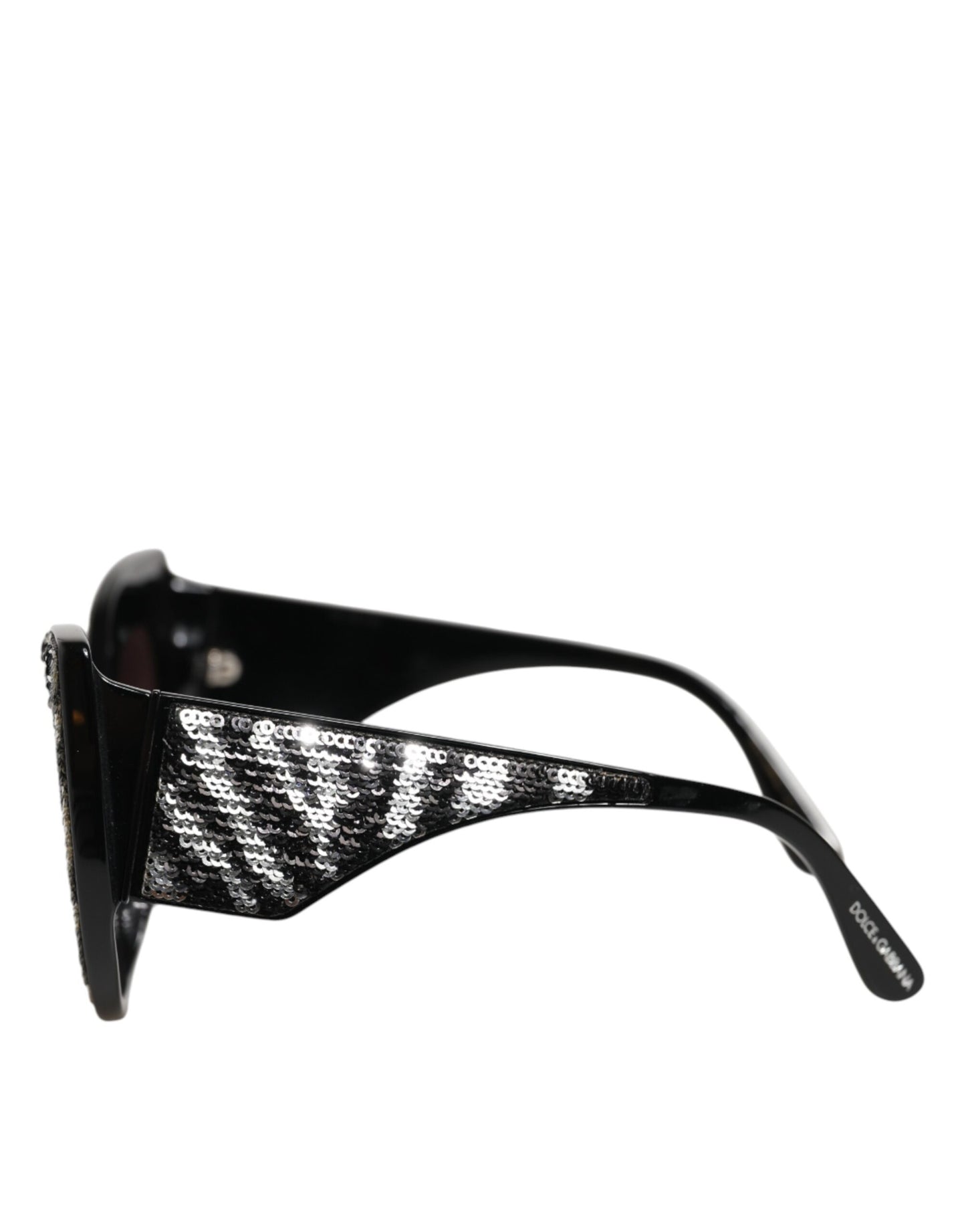 Dolce & Gabbana Black Silver Sequin Butterfly Polarized Sunglasses