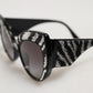 Dolce & Gabbana Black Silver Sequin Butterfly Polarized Sunglasses