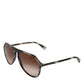 Dolce & Gabbana Modified Aviator Striped Brown Acetate Gradient Sunglasses