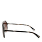Dolce & Gabbana Modified Aviator Striped Brown Acetate Gradient Sunglasses