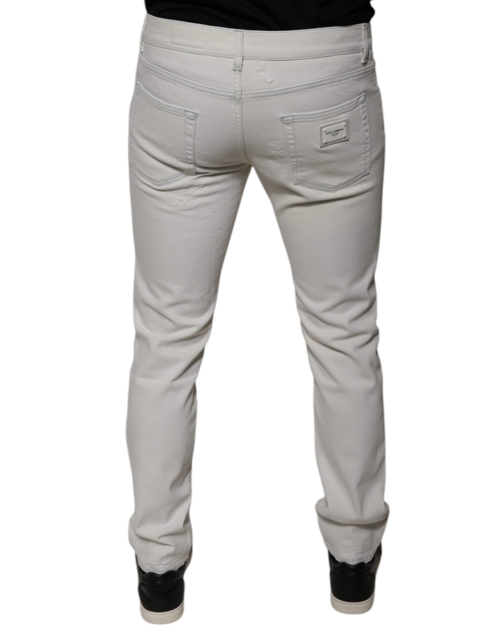 Dolce & Gabbana White Cotton Stretch Skinny Men Denim Jeans