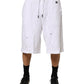 Dolce & Gabbana White Distressed Cotton Men Bermuda Shorts