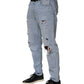 Dolce & Gabbana Blue Cotton Distressed Slim Fit Denim Jeans