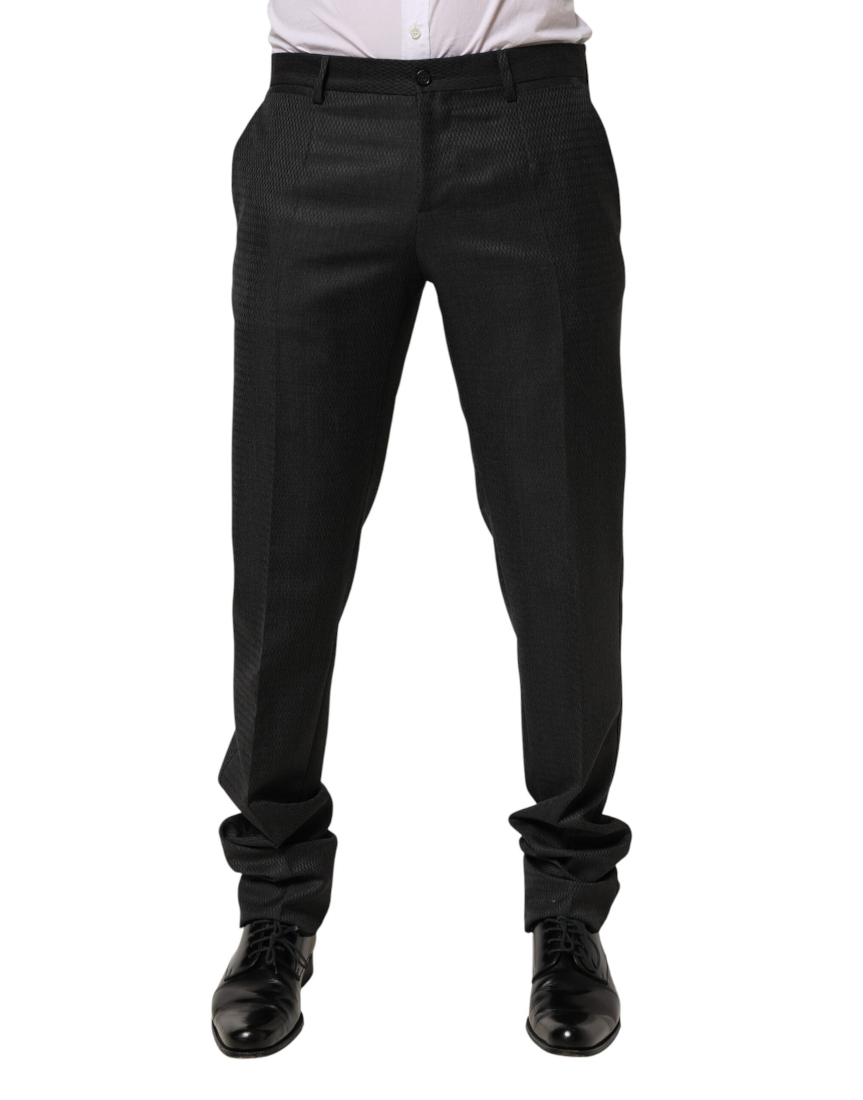 Dolce & Gabbana Black Wool Formal Dress Men Trouser Pants