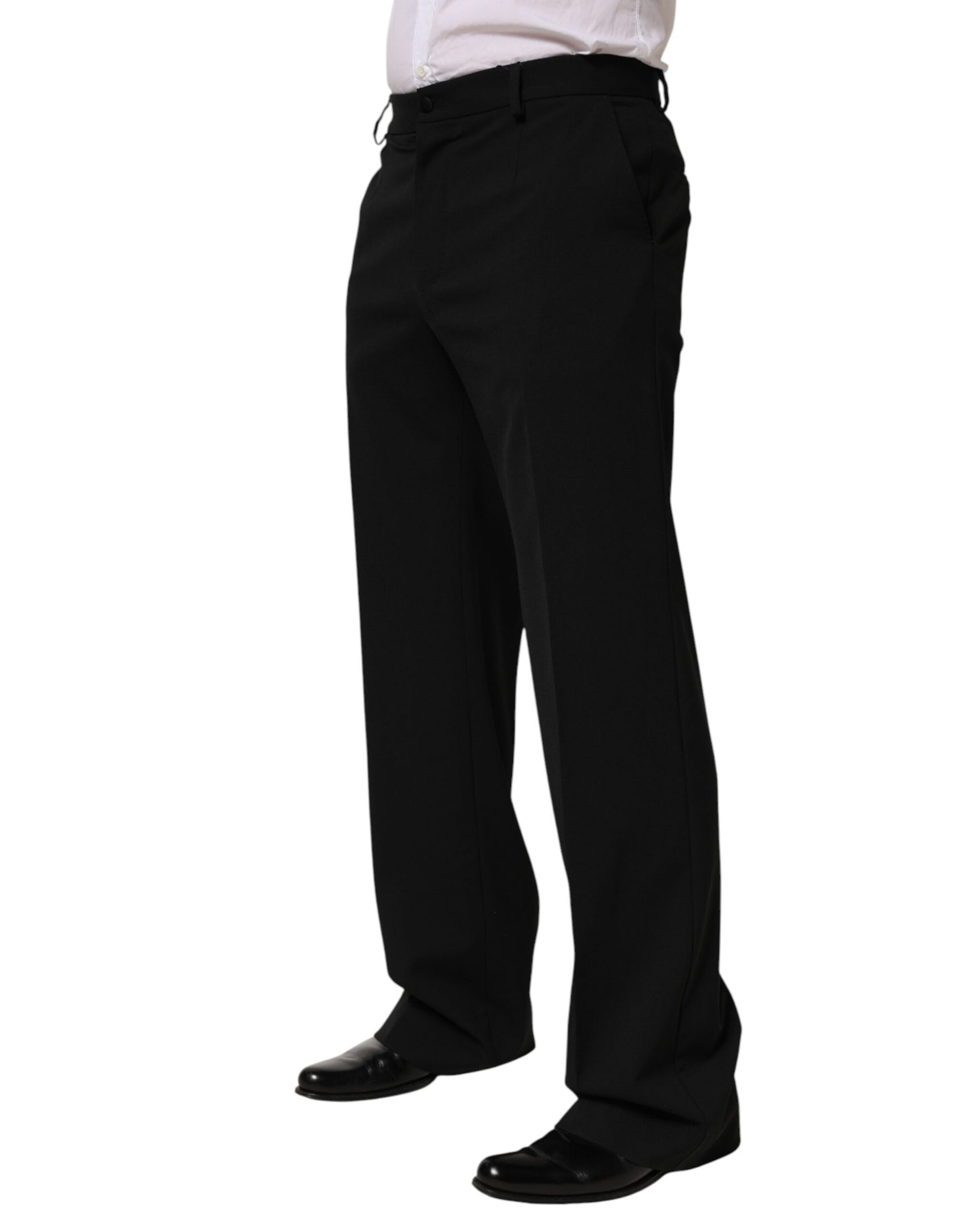 Dolce & Gabbana Black Wool Formal Dress Men Trouser Pants