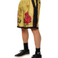 Dolce & Gabbana Yellow Floral Print Silk Men Bermuda Shorts