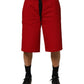 Dolce & Gabbana Red Cotton MidWaist Drawstring Bermuda Pants