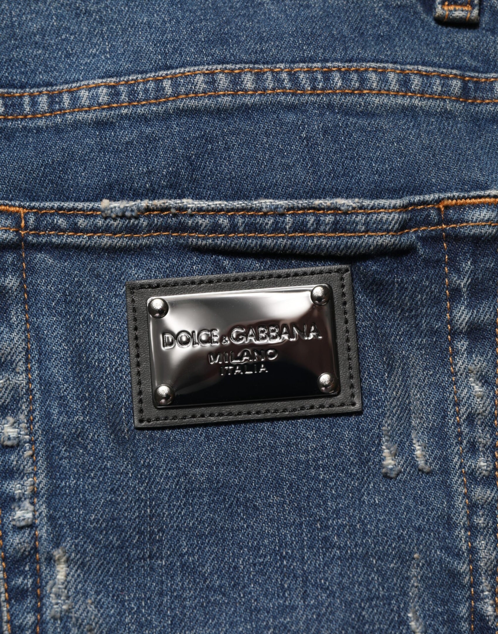 Dolce & Gabbana Blue Tattered Cotton Skinny Men Denim Jeans