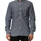 AGLINI Blue Denim Regular Fit Collared Long Sleeve Casual Shirt