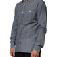 AGLINI Blue Denim Regular Fit Collared Long Sleeve Casual Shirt
