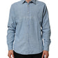 Deperlu Blue Denim Regular Fit Collared Long Sleeve Men Shirt