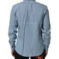 Deperlu Blue Denim Regular Fit Collared Long Sleeve Men Shirt