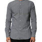 AGLINI Gray Polka Dot Cotton Button Down Long Sleeves Shirt