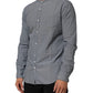 AGLINI Gray Polka Dot Cotton Button Down Long Sleeves Shirt