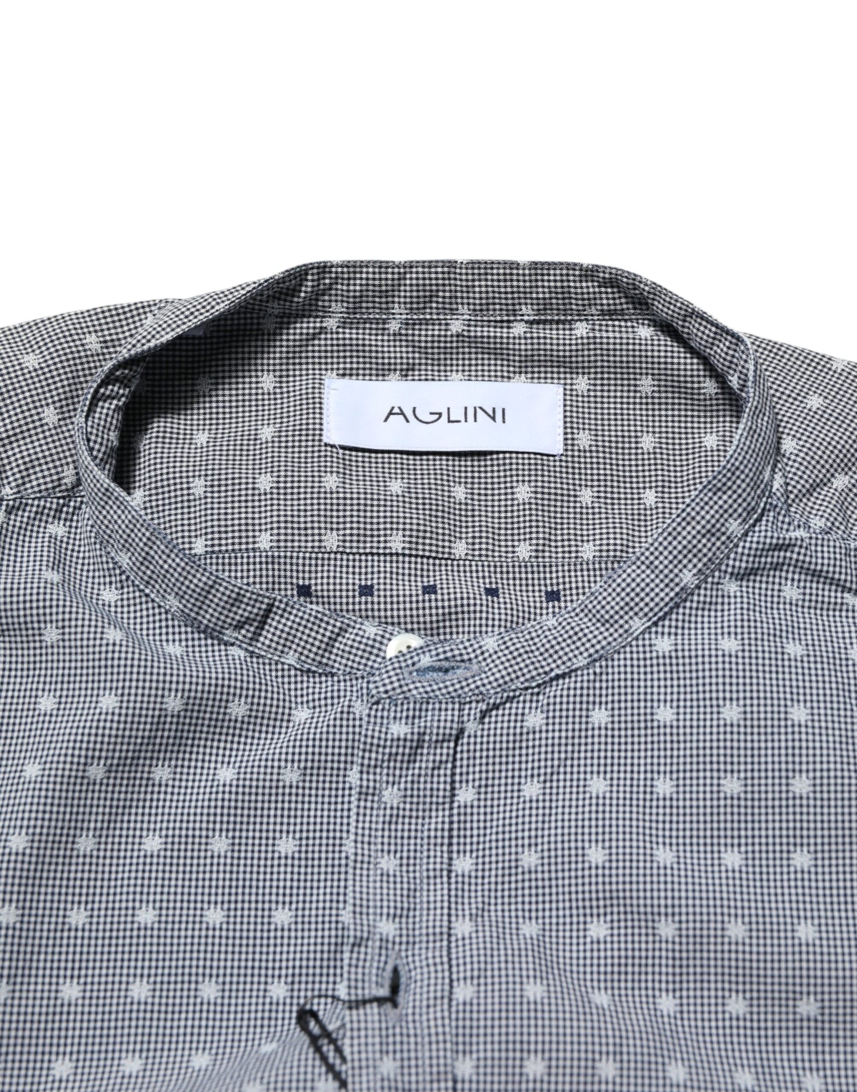 AGLINI Gray Polka Dot Cotton Button Down Long Sleeves Shirt