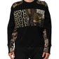 Dolce & Gabbana Black Patchwork Crew Neck Pullover Sweater