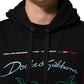 Dolce & Gabbana Black Printed Hooded Men Sweatshirt Sweater