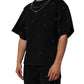 Dolce & Gabbana Black Polyester Necklace Embellished T-shirt