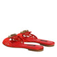 Dolce & Gabbana Red Devotion Lace Flats Slip On Sandals Shoes