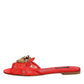 Dolce & Gabbana Red Devotion Lace Flats Slip On Sandals Shoes