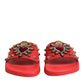Dolce & Gabbana Red Sacred Heart Stud Slides Beachwear Shoes