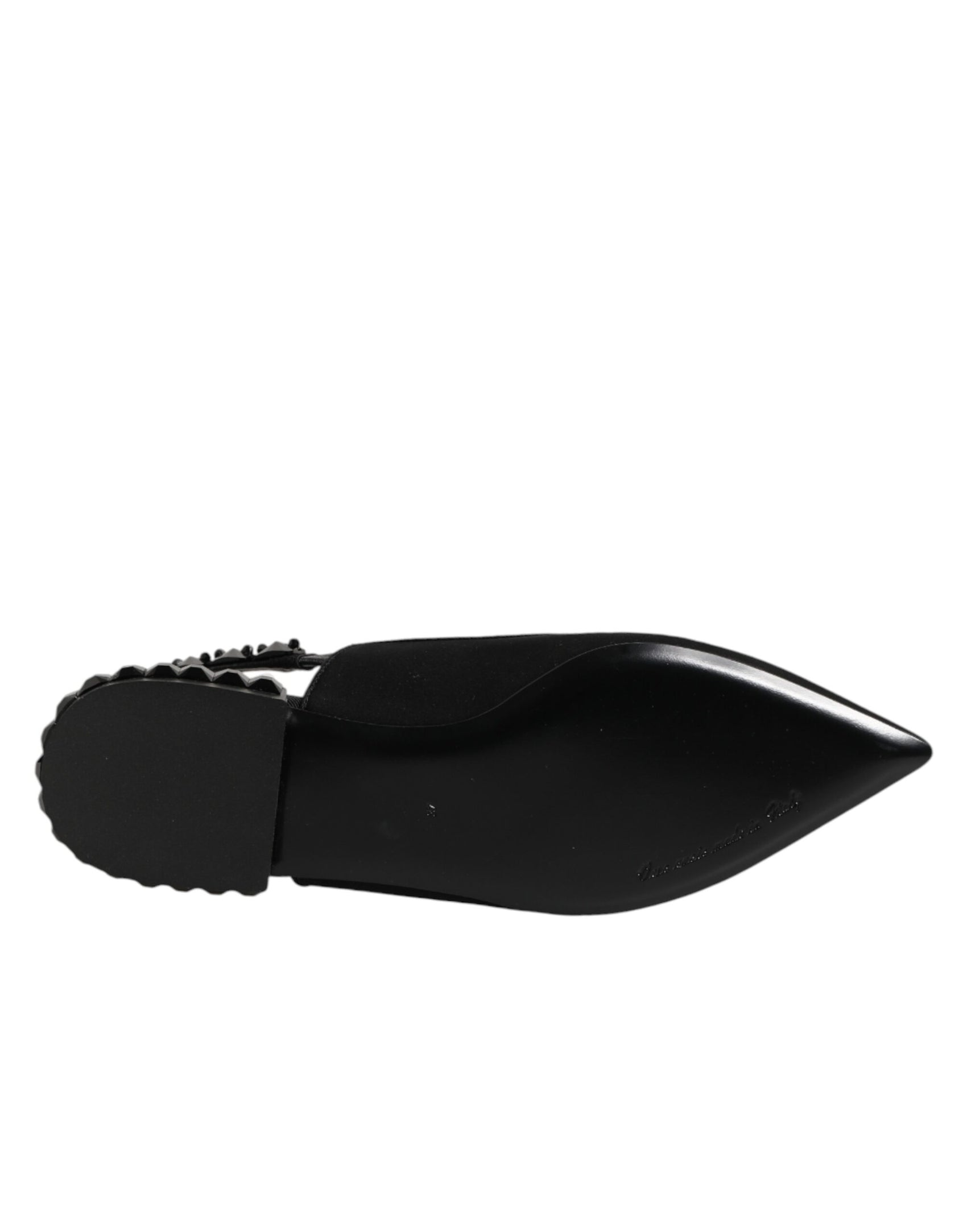 Dolce & Gabbana Black Crystal Charmeuse Slingback Shoes