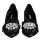 Dolce & Gabbana Black Satin Bow Crystal Embellishment Pumps Shoes