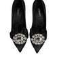 Dolce & Gabbana Black Satin Bow Crystal Embellishment Pumps Shoes
