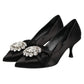 Dolce & Gabbana Black Satin Bow Crystal Embellishment Pumps Shoes