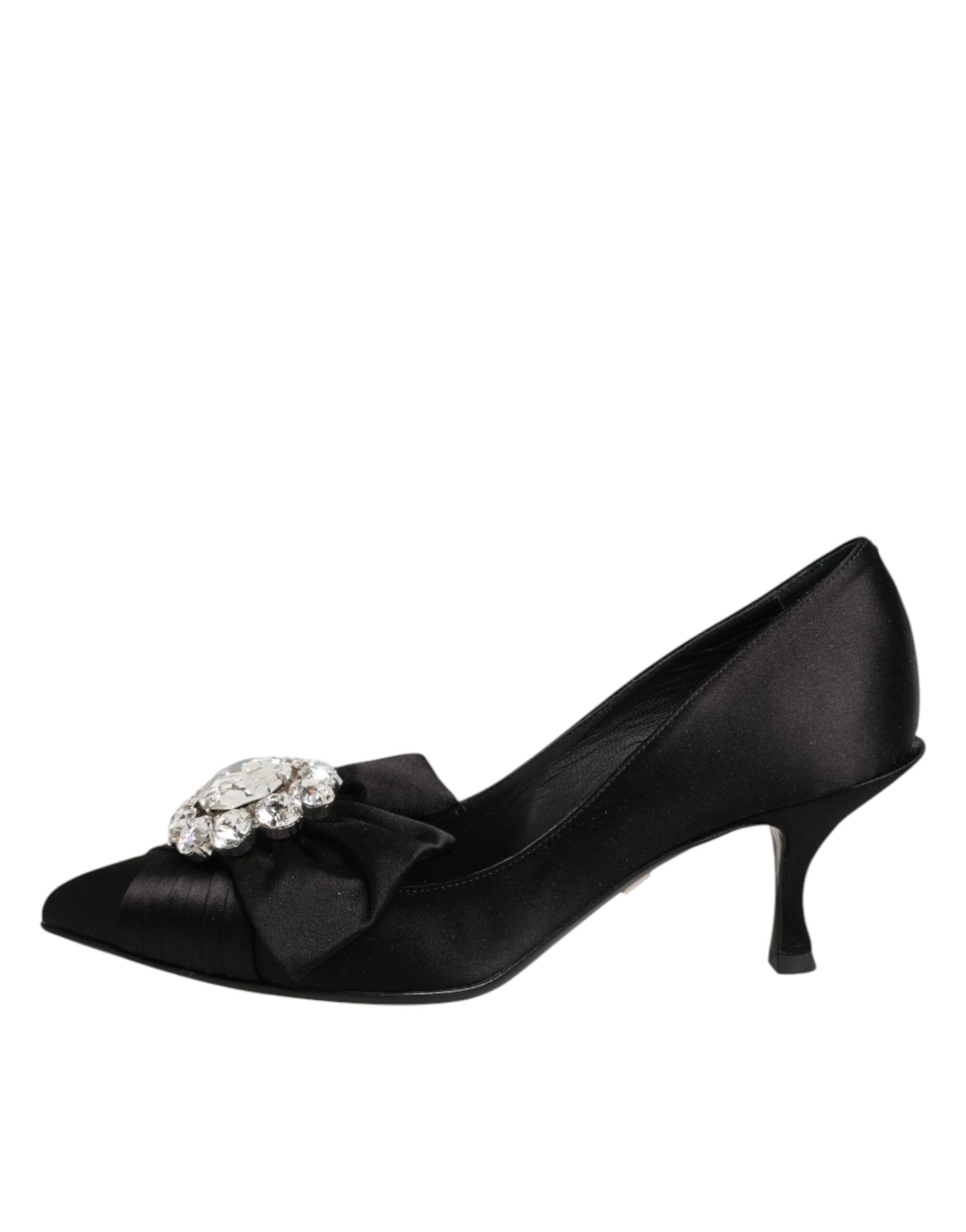 Dolce & Gabbana Black Satin Bow Crystal Embellishment Pumps Shoes