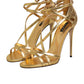 Dolce & Gabbana Gold Leather Keira Heels Sandals Shoes