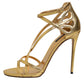 Dolce & Gabbana Gold Leather Keira Heels Sandals Shoes