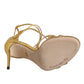 Dolce & Gabbana Gold Leather Keira Heels Sandals Shoes