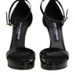 Dolce & Gabbana Black Leather Platform Keira Sandals Shoes