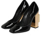 Dolce & Gabbana Black Gold Patent Leather Logo Heels Pumps Shoes