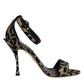 Dolce & Gabbana Gold Leopard Ankle Strap Heels Sandals Shoes
